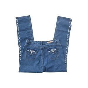 Cosjeans Women’s Jeans Size 10 Y2K Straight Leg Stretch Embroidered Bling
